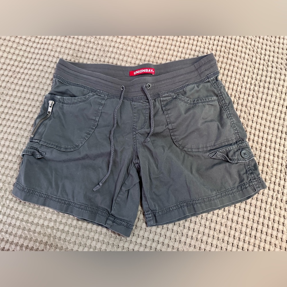 UNIONBAY Women's Charcoal Drawstring Cargo Shorts Juniors 7